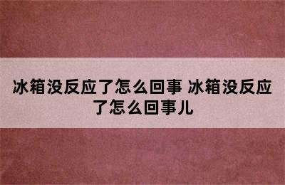 冰箱没反应了怎么回事 冰箱没反应了怎么回事儿